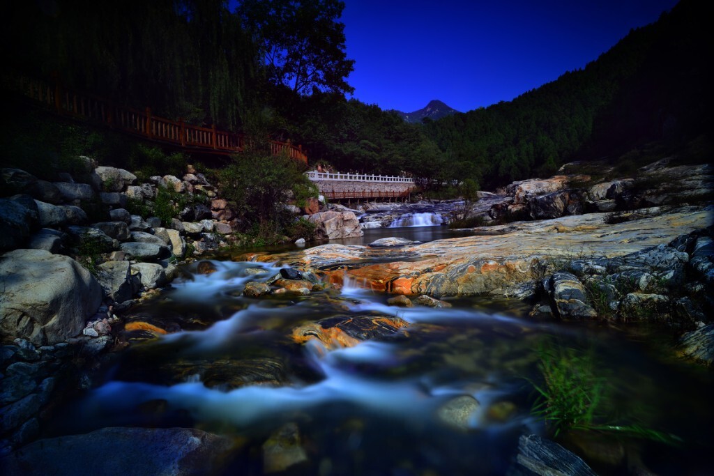 寂静的彩石溪 - 深蓝色的温度 - 图虫摄影网