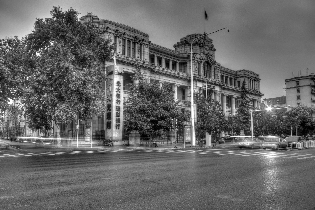 汉口近代建筑群 -- 汉口汇丰银行 - 黑白, 建筑, 城