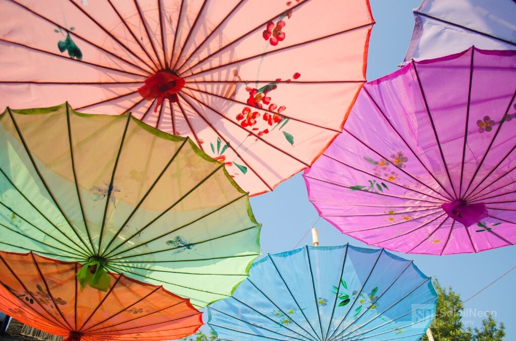 挂在半空的彩色伞 - 人文, 秋, 节日, 装饰 - asus