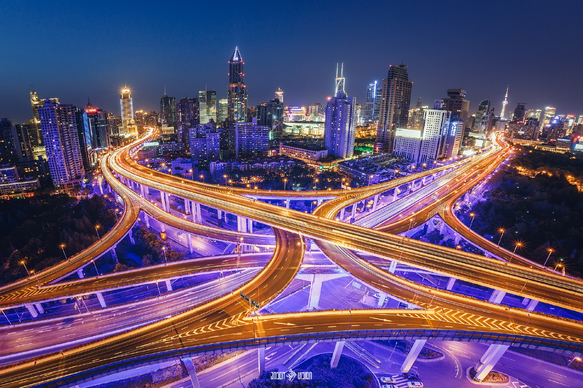 上海·延安路高架桥 - 夜景, 建筑, 色彩, 长曝光