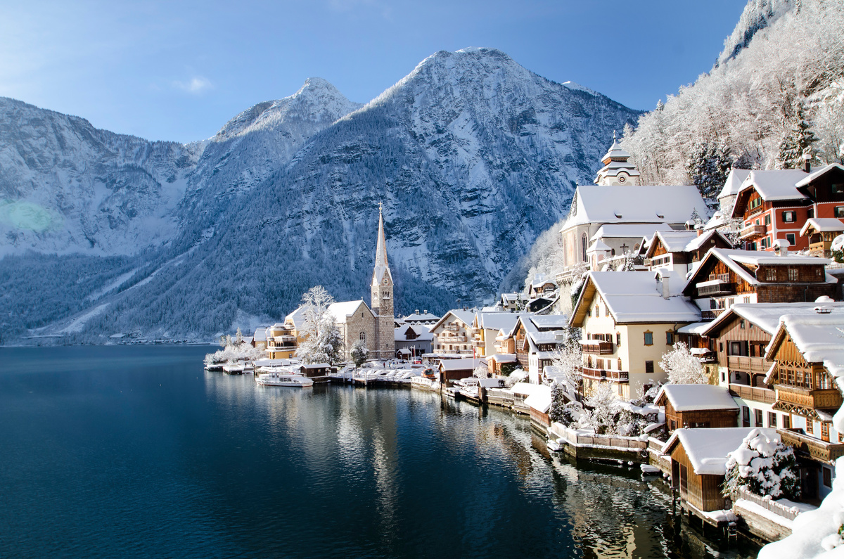 冰雪奇缘 - 奥地利, 哈尔斯塔特, HDR, 建筑, 广角