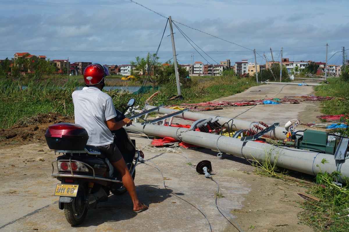 回家的路 - 台风灾害, 电线杆, 路, 回家 - JJUNN