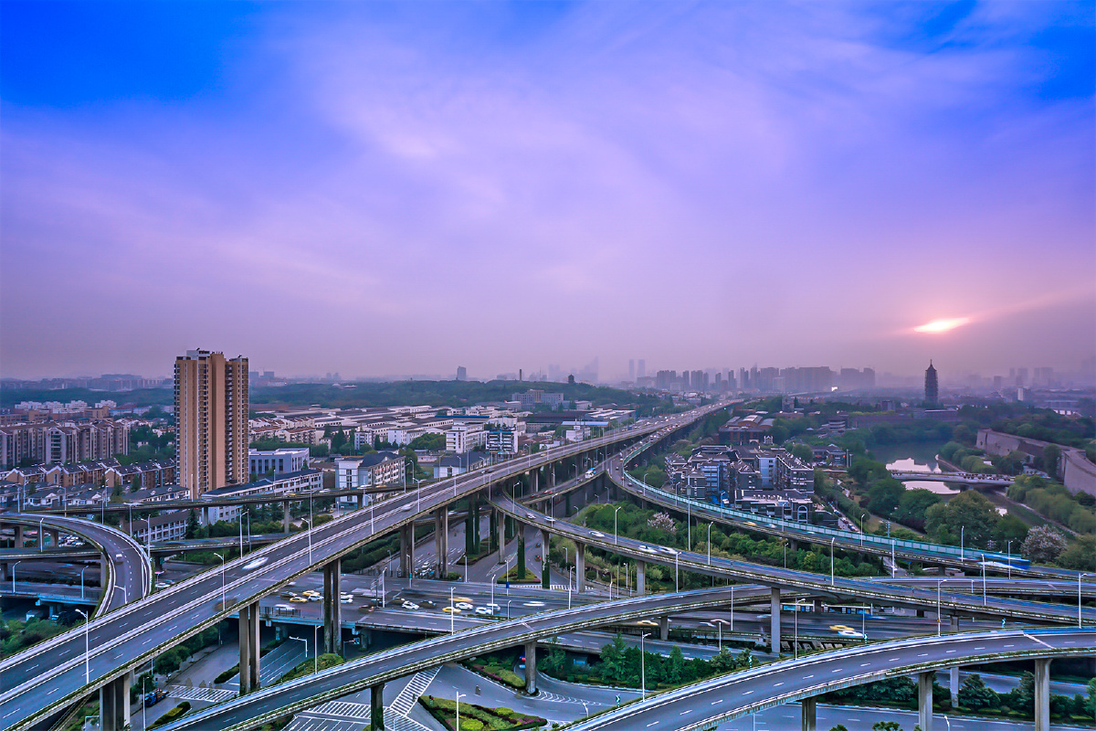 流光溢彩的立交桥 - 风光, 夜景, 南京 - _柠檬