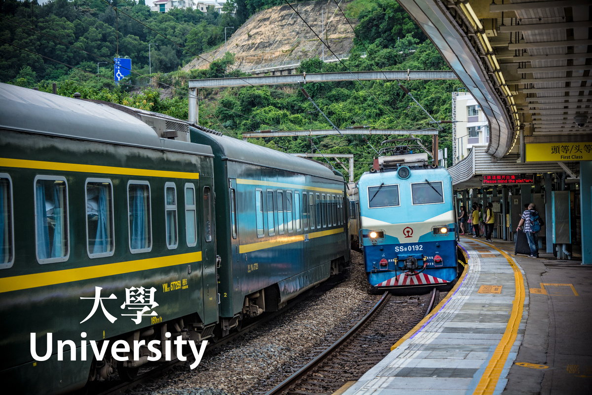 T99次,Z814次列车在大学站会车并不停站通过