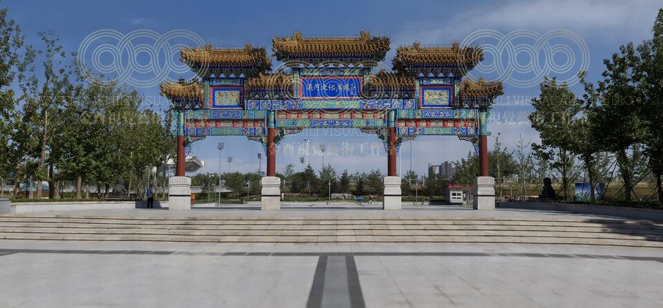 gateway in tongzhou grand canal park 北京通州运河文化广场牌楼