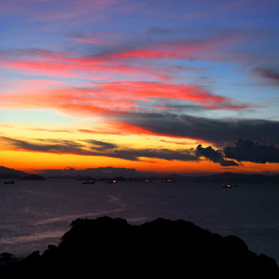 残阳如血+浪淘沙+海景+风光