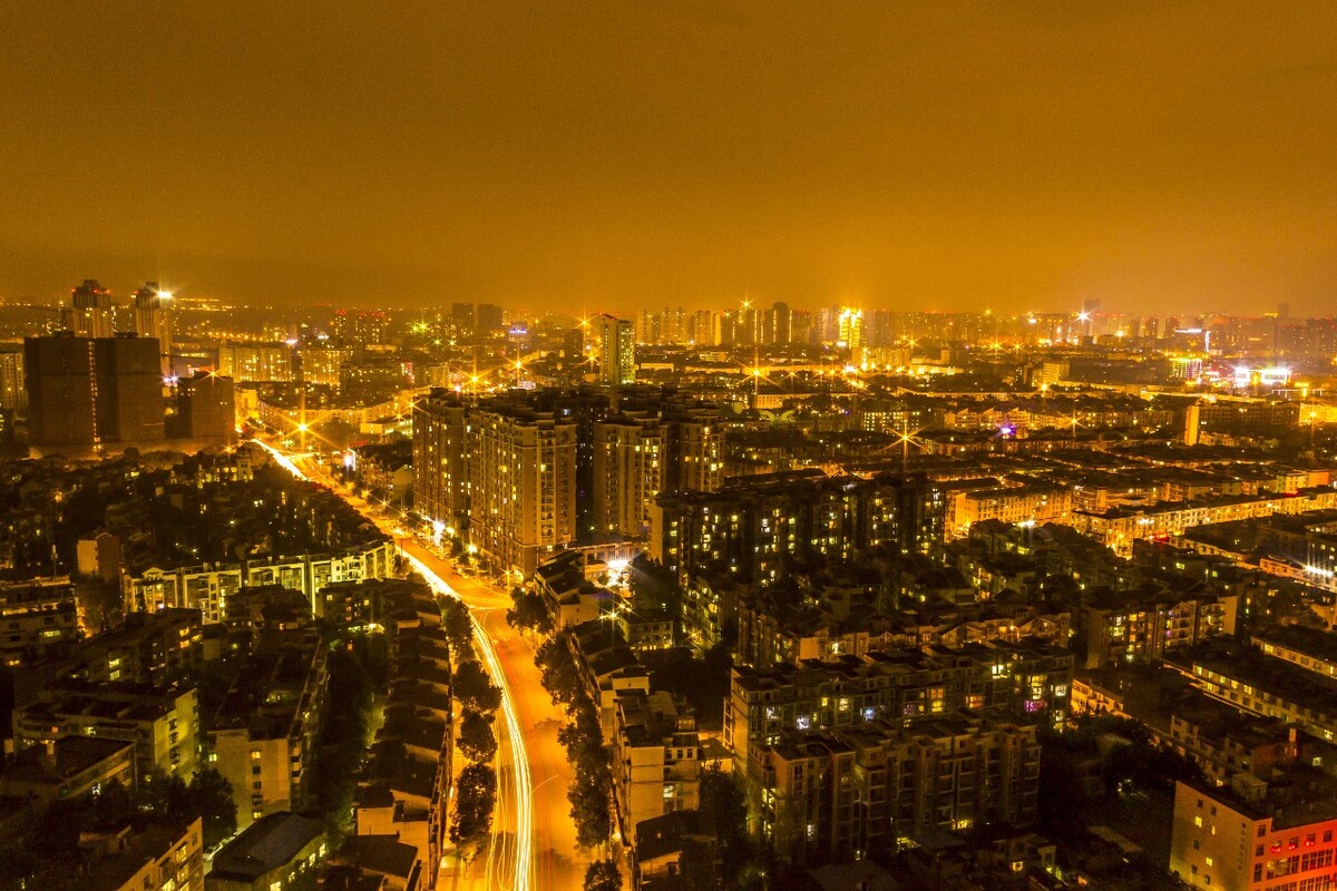成都温江夜景.