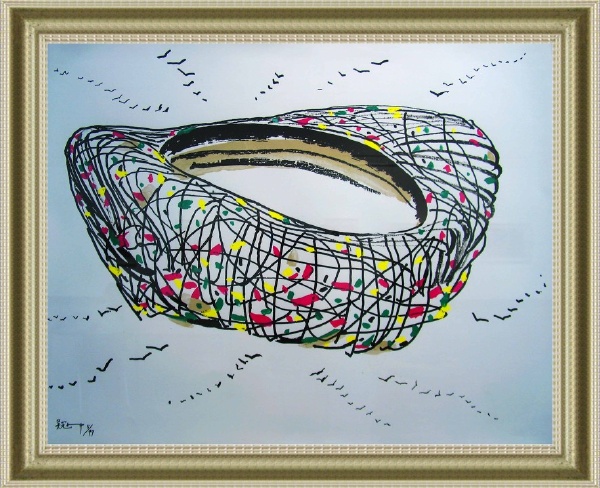 吴冠中先生丝网版画《鸟巢》