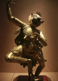 铜镀金虎头佛母像