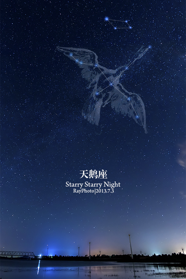 拍摄的时候天鹅座位置已经很高,没法和地平线一起拍下,这张是拼接600