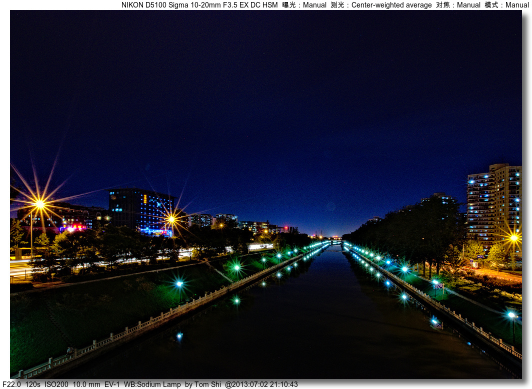 昆玉河上的幽蓝时刻 - d5100, 昆玉河, 夜景, 长曝光, 广角, 幽蓝时刻