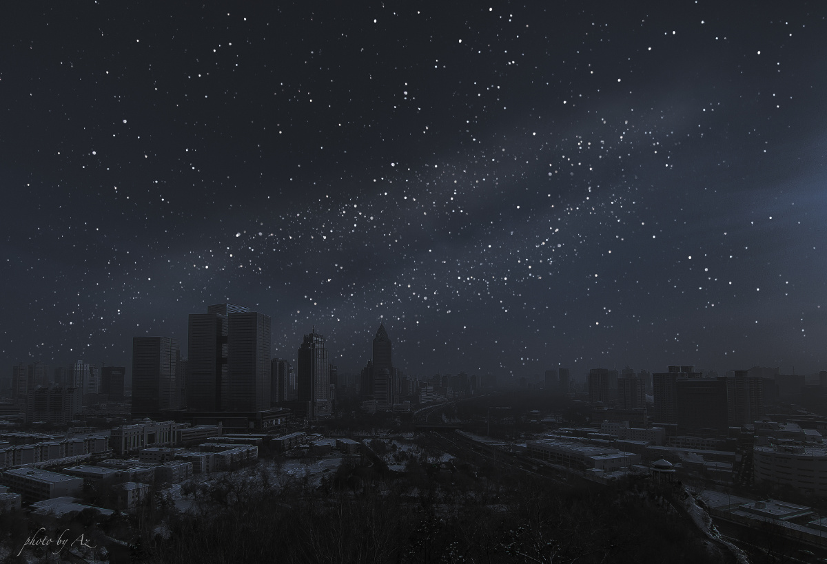 星空下的乌鲁木齐当全城停电的那一刻就能看到如此繁星了吧.