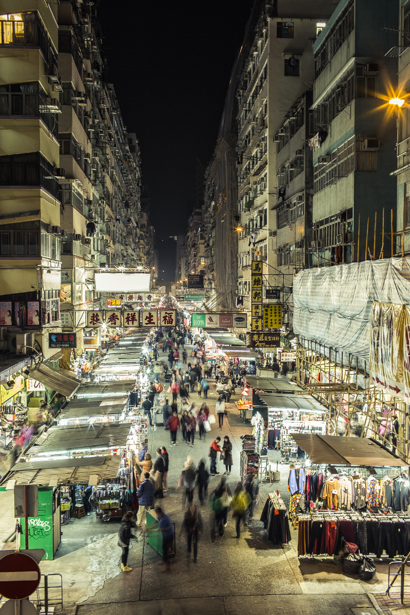 旺角行人天桥,俯拍花园街.