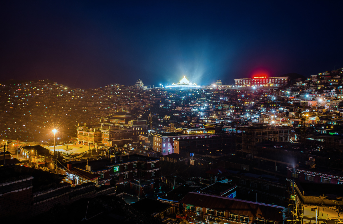 色达五明佛学院 - 夜景, 旅行, 尼康, 色达五明佛学院 - 色达五明佛学