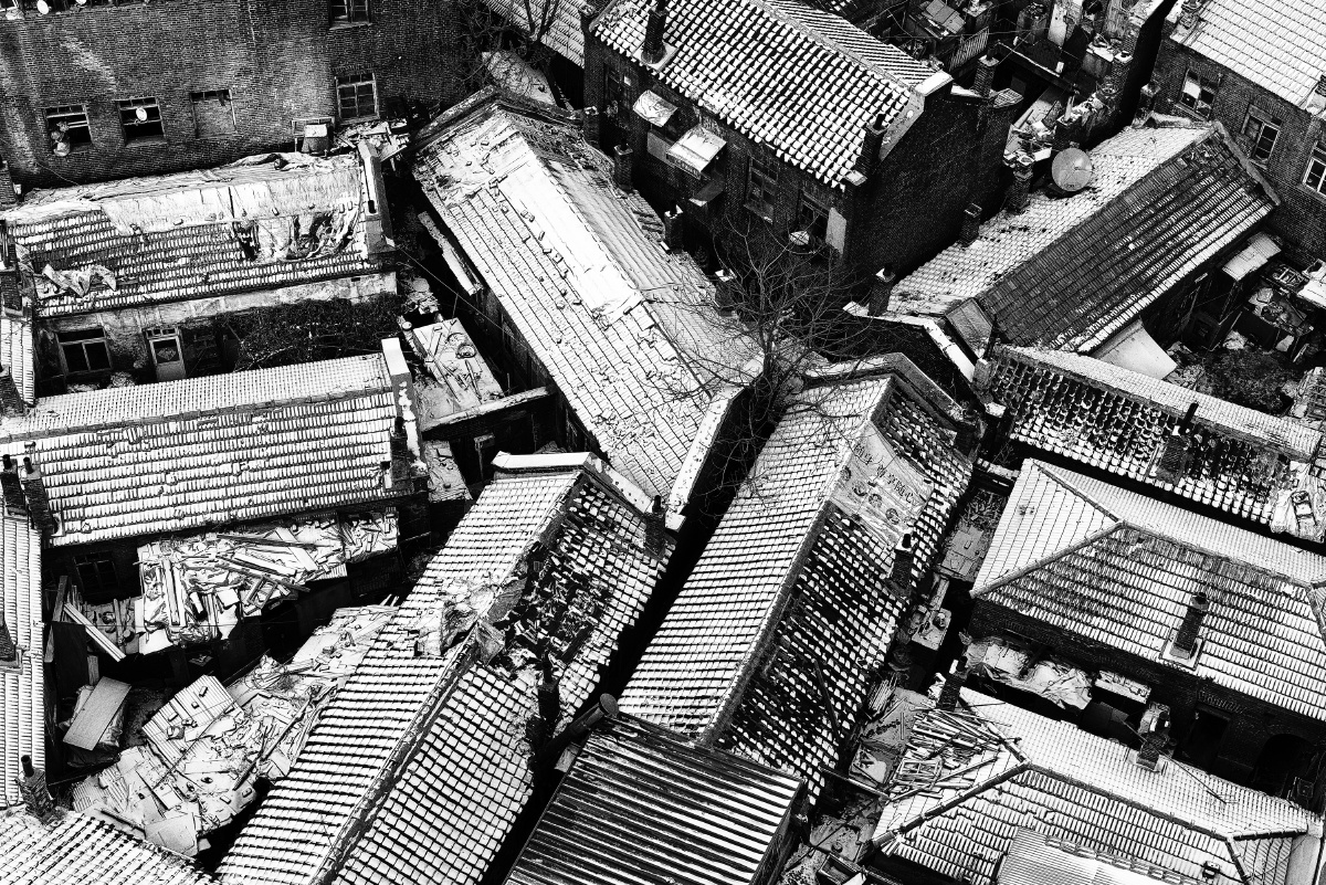 黑白-东关街俯拍东关街的民宅