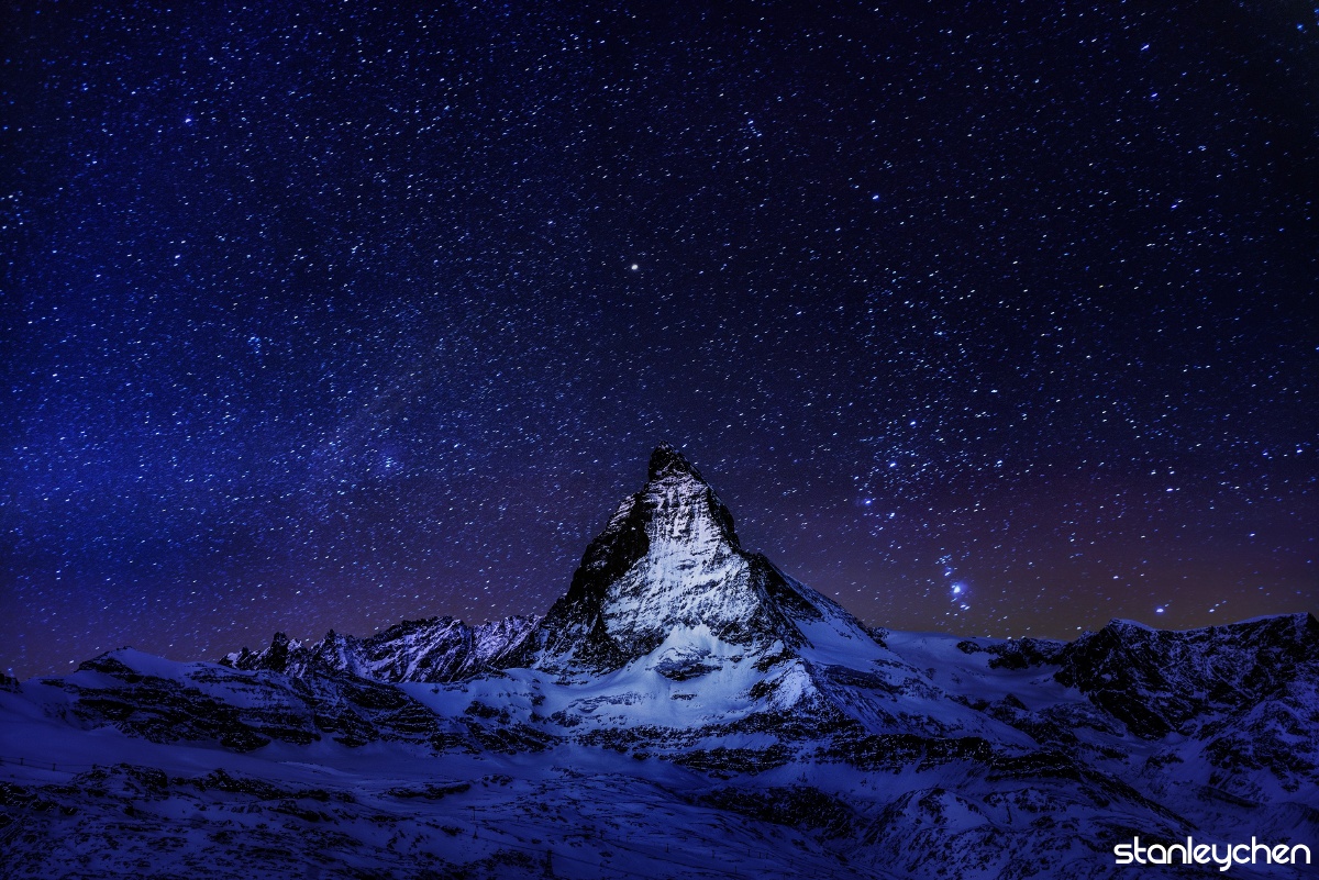 马特洪峰星夜,星空下的三角巧克力